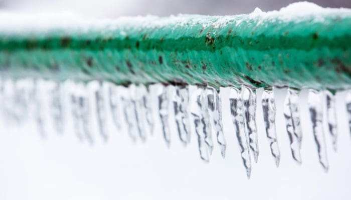 frozen pipe in the winter